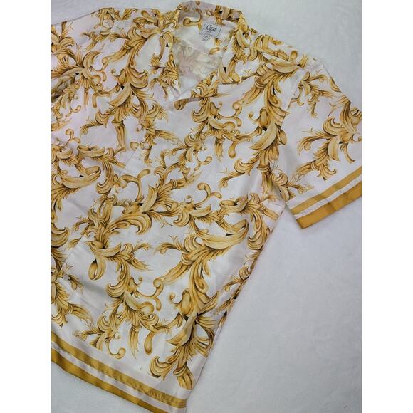 Gold Baroque Style Print Short Sleeve Sport Shirt Size 3XL by Cigar Couture - Picture 3 of 12